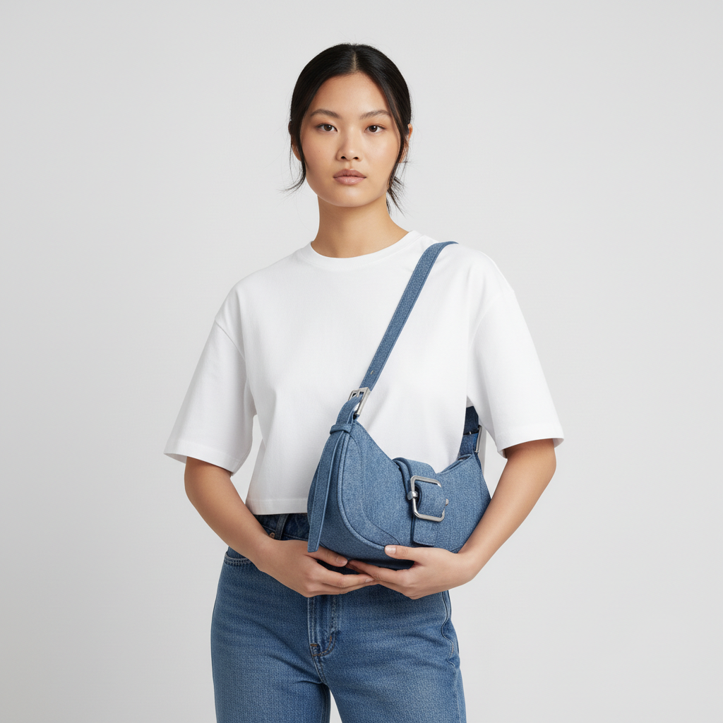 Buckle Crescent Shoulder Bag
