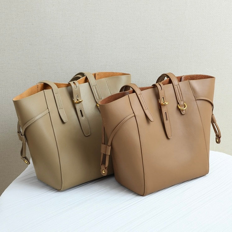 Secure Top-Handle Leather Tote