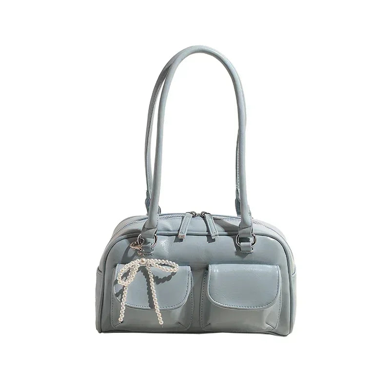 Double Pocket Patent Shoulder Bag