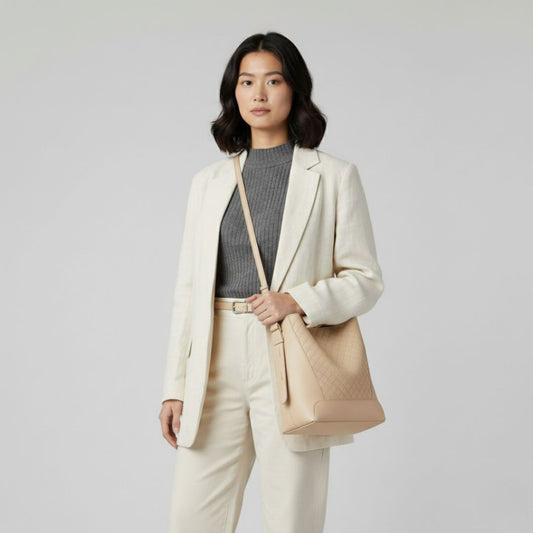 Woven Panel Crossbody Tote