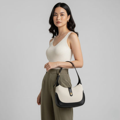 Classic Turn-Lock Crescent Shoulder Bag