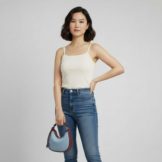 Denim Curve Shoulder Bag