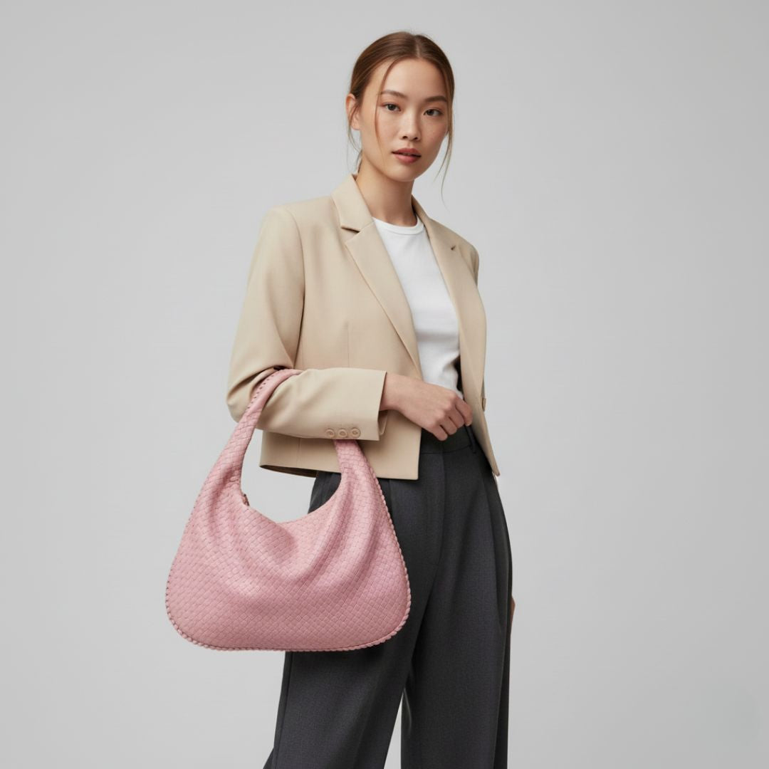 Sculpted Woven Crescent Carryall