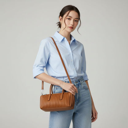 Pleated Barrel Handbag