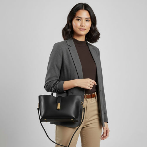 Structured Latch Top-Handle Bag