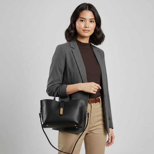 Structured Latch Top-Handle Bag
