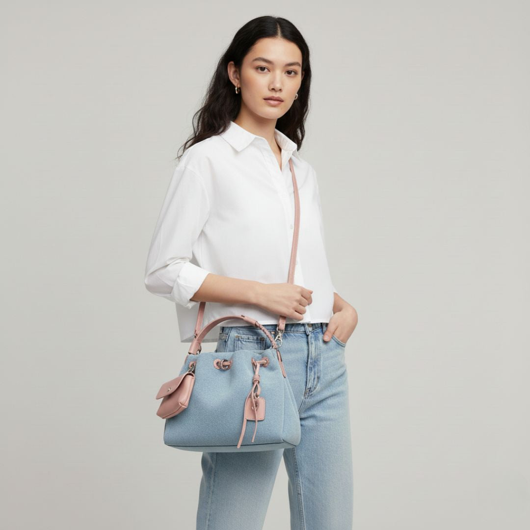 Casual Denim Bucket Shoulder Bag