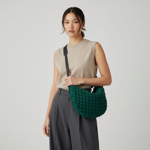 Textured Crescent Shoulder Bag