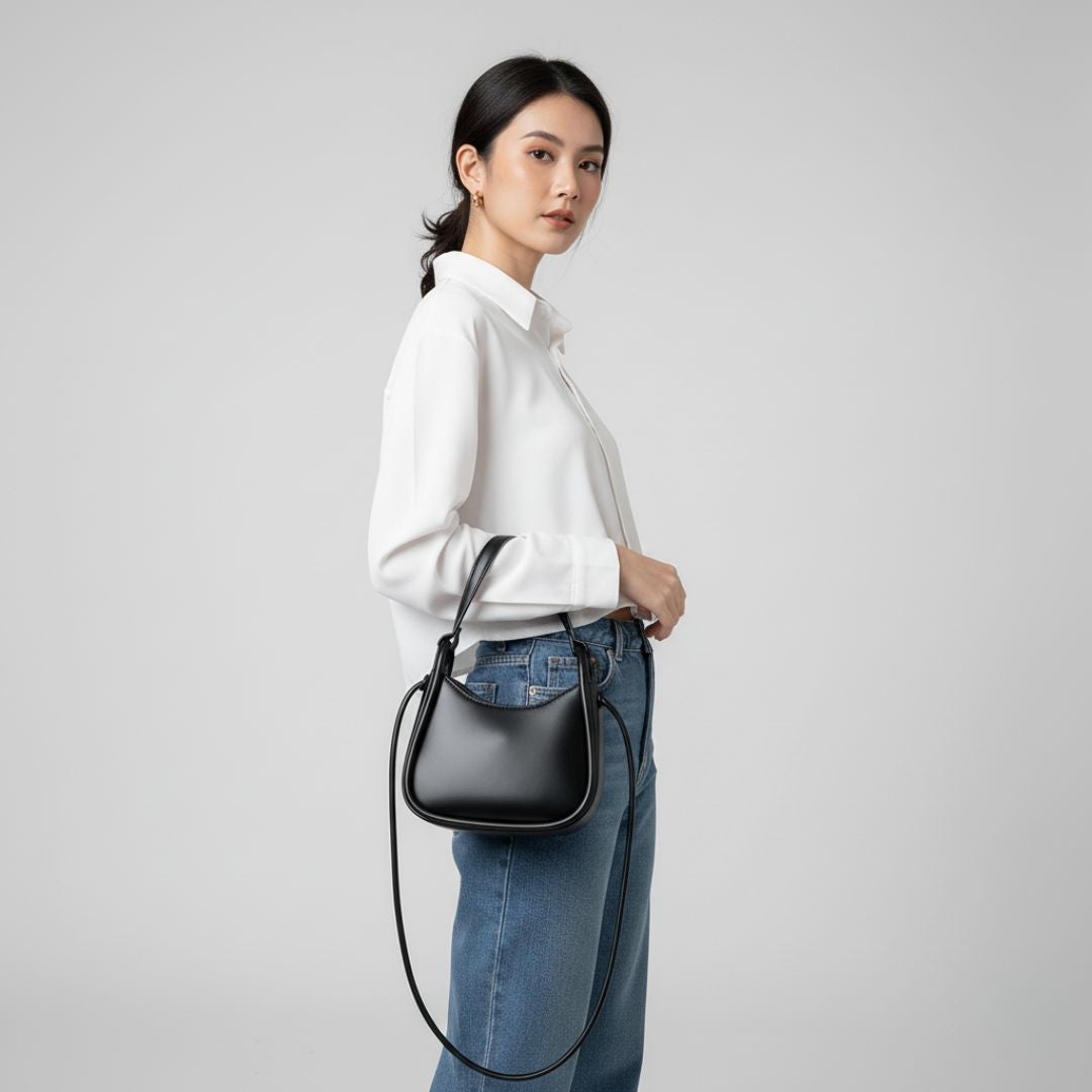 Classic Sculpted Crescent Handbag