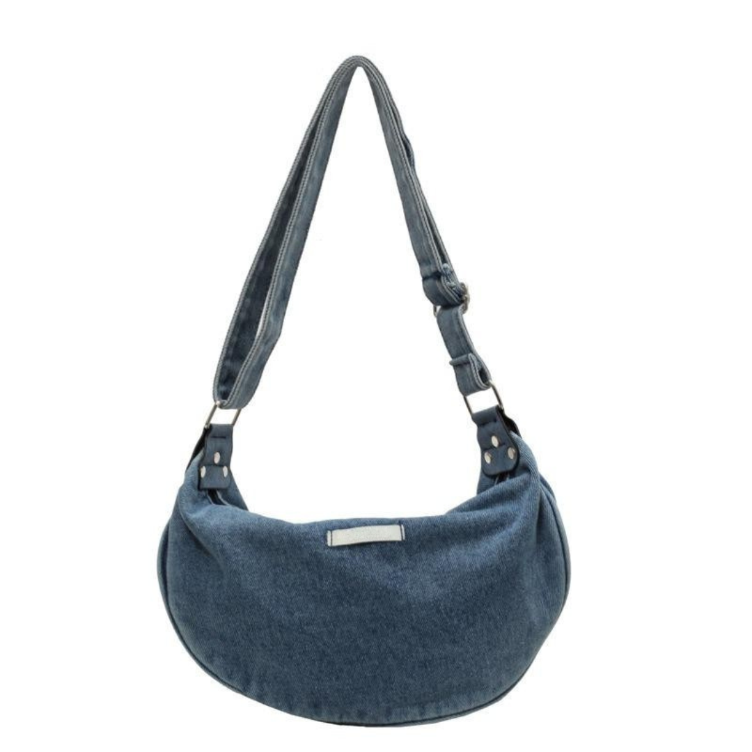 Denim Crescent Shoulder Bag
