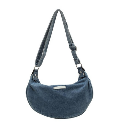 Denim Crescent Shoulder Bag