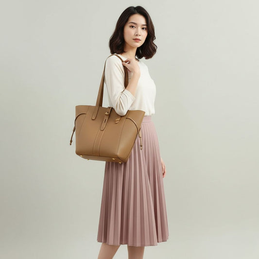 Secure Top-Handle Leather Tote