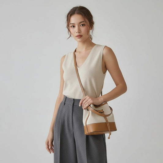 Rope Drawstring Bucket Bag