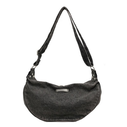 Denim Crescent Shoulder Bag