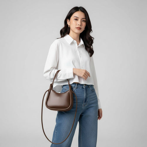 Classic Sculpted Crescent Handbag