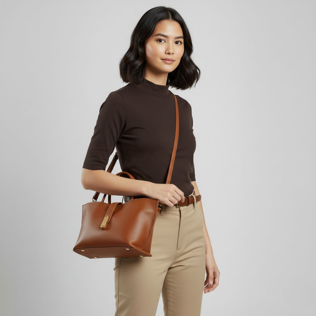 Structured Latch Top-Handle Bag