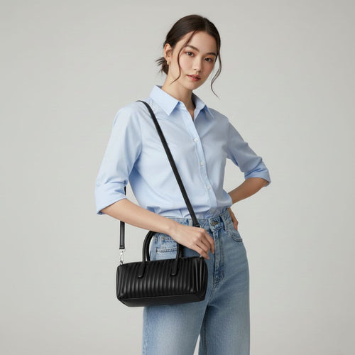 Pleated Barrel Handbag