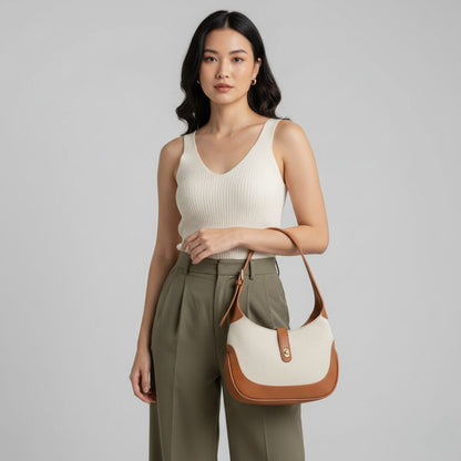 Classic Turn-Lock Crescent Shoulder Bag