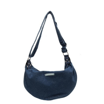 Denim Crescent Shoulder Bag