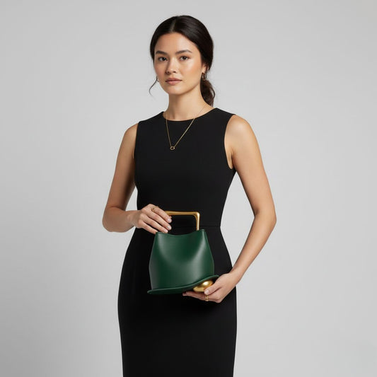 Sculpted Handle Bucket Bag