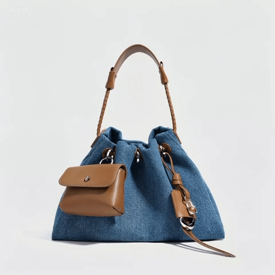 Casual Denim Bucket Shoulder Bag