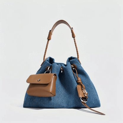 Casual Denim Bucket Shoulder Bag
