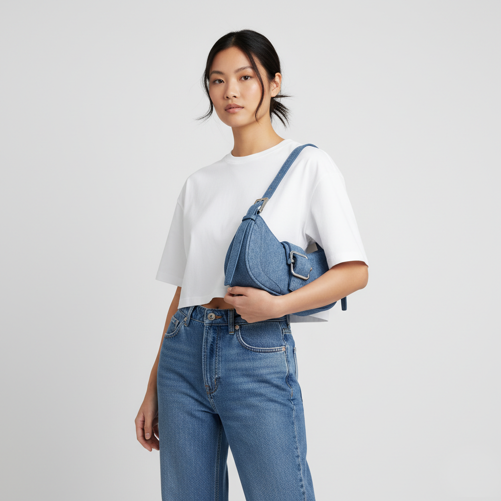 Buckle Crescent Shoulder Bag