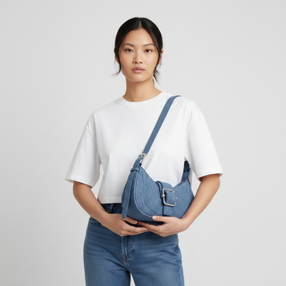 Buckle Crescent Shoulder Bag