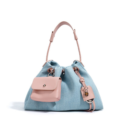 Casual Denim Bucket Shoulder Bag