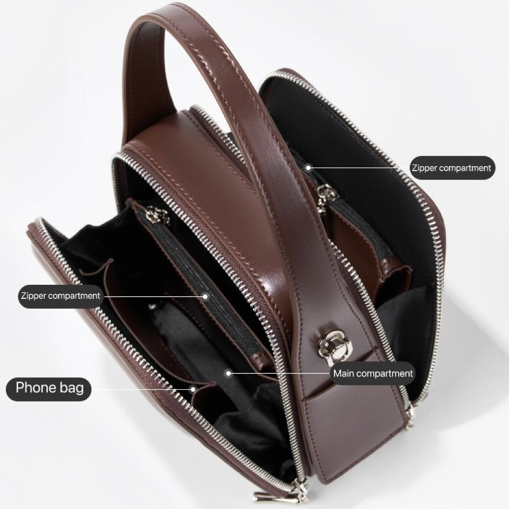 Compact Dual-Zip Top-Handle Bag
