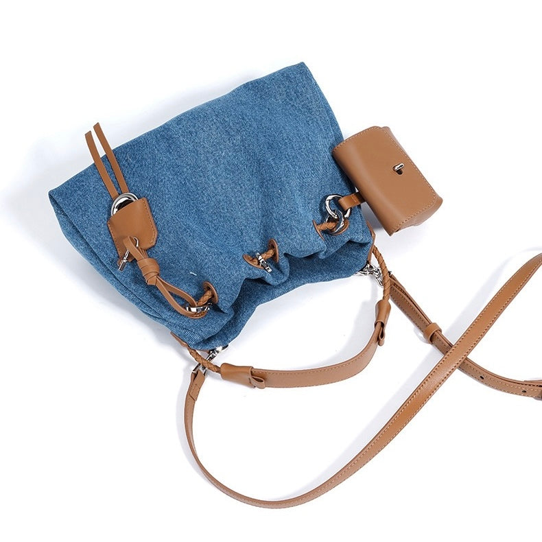 Casual Denim Bucket Shoulder Bag