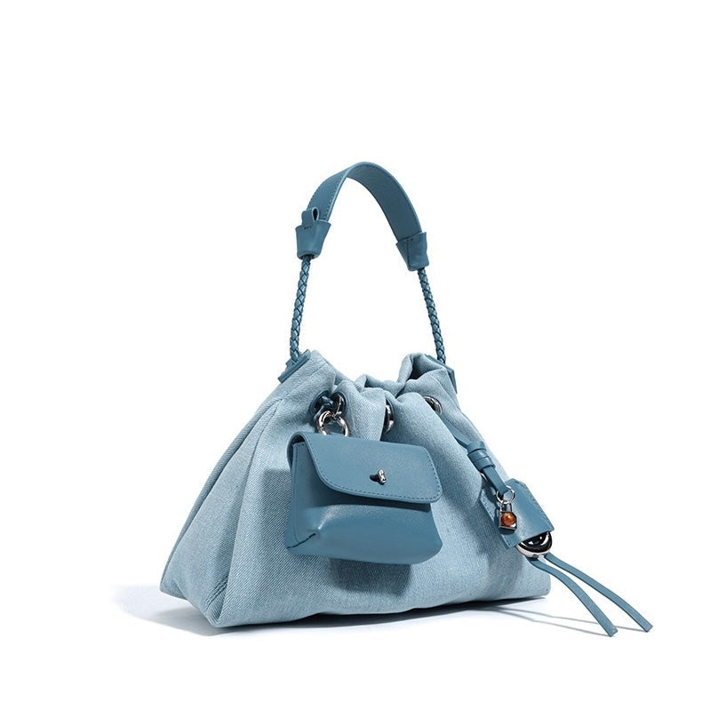 Casual Denim Bucket Shoulder Bag