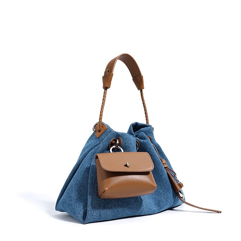 Casual Denim Bucket Shoulder Bag