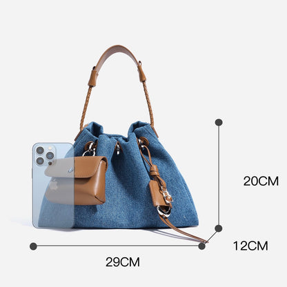 Casual Denim Bucket Shoulder Bag