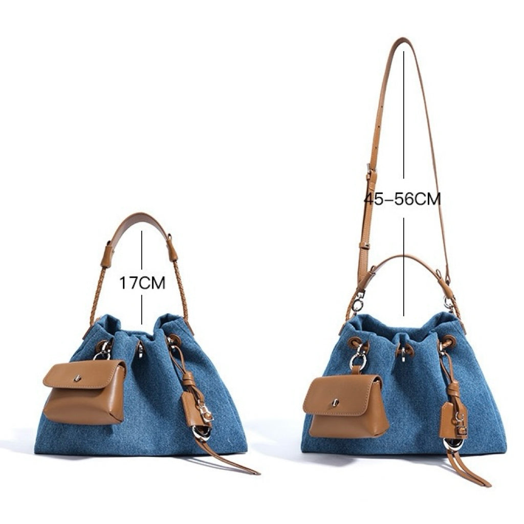 Casual Denim Bucket Shoulder Bag